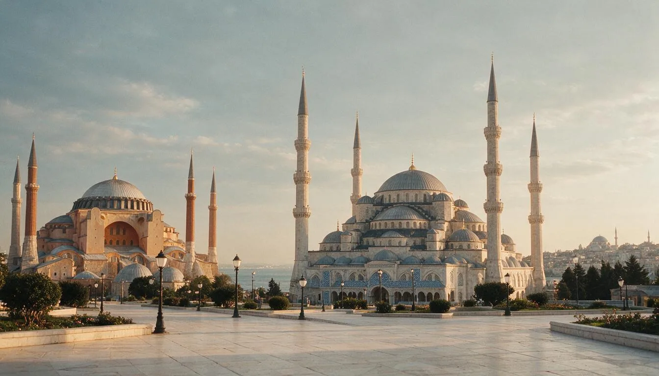 Sultanahmet plaza with Hagia Sophia and Blue Mosque