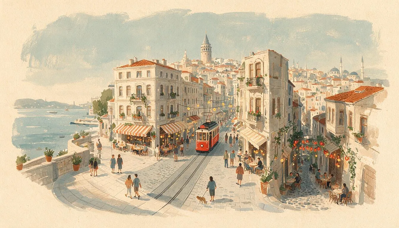 Painted three hours in Beyoğlu with Galata and İstiklal